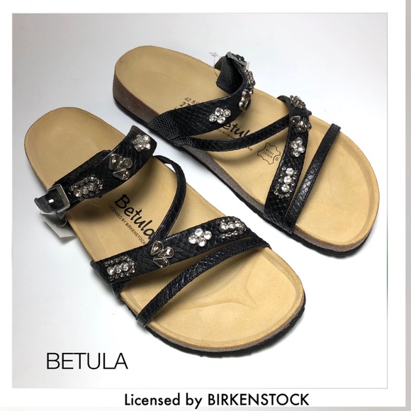 BETULA Black Embossed Leather Ruby Sandals NEW - Picture 2 of 6